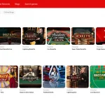 Current Virgin Games live casino lobby showing live blackjack, roulette and hosted live table categories
