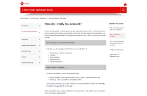 Official Virgin Games verification help article showing identity and address document examples and the stated review target